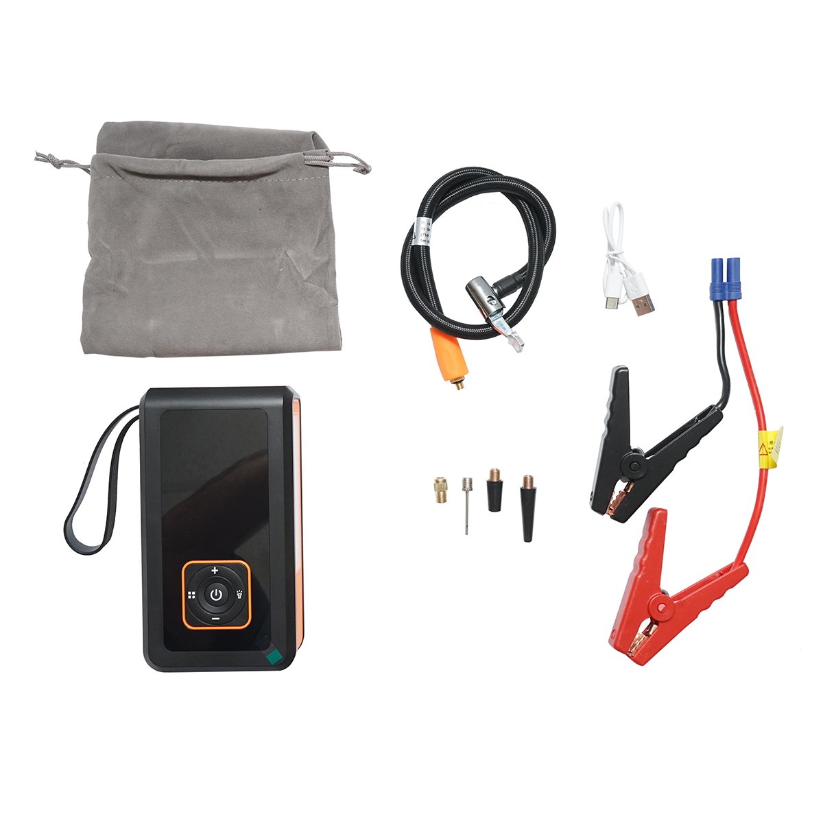 Robot pornire si compresor aer smart 80W 150 PSI, afisaj digital LED, baterie litiu 8000 mAh, baterie externa, lanterna LED, port USB/USB-C, accesorii incluse